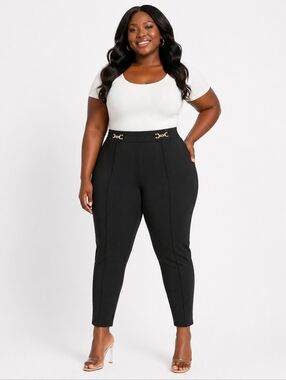 Plus Size Black Pants with Gold Accent Size 20